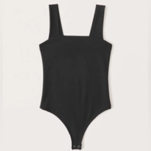 Abercrombie Soft AF Squareneck Bodysuit Black XS Tank Top Thong Slimming x small - Picture 1 of 8